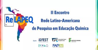 Banner branco com mapa da América do Sul e Central com sobreposição do nome  Relapeq. Informações do Evento e logo de parceiros.