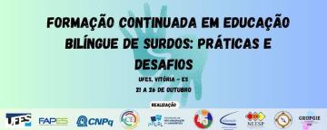 Folder azul com informações do curso e logotipo dos parceiros